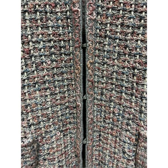J. Jill Pink & Gray Tweed Look Cardigan Sweater sz M - Picture 3 of 8